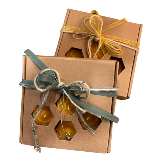 Bienenwachs - Teelichter im Karton – 7 Stück mit Glas - imkerei - schluder.at