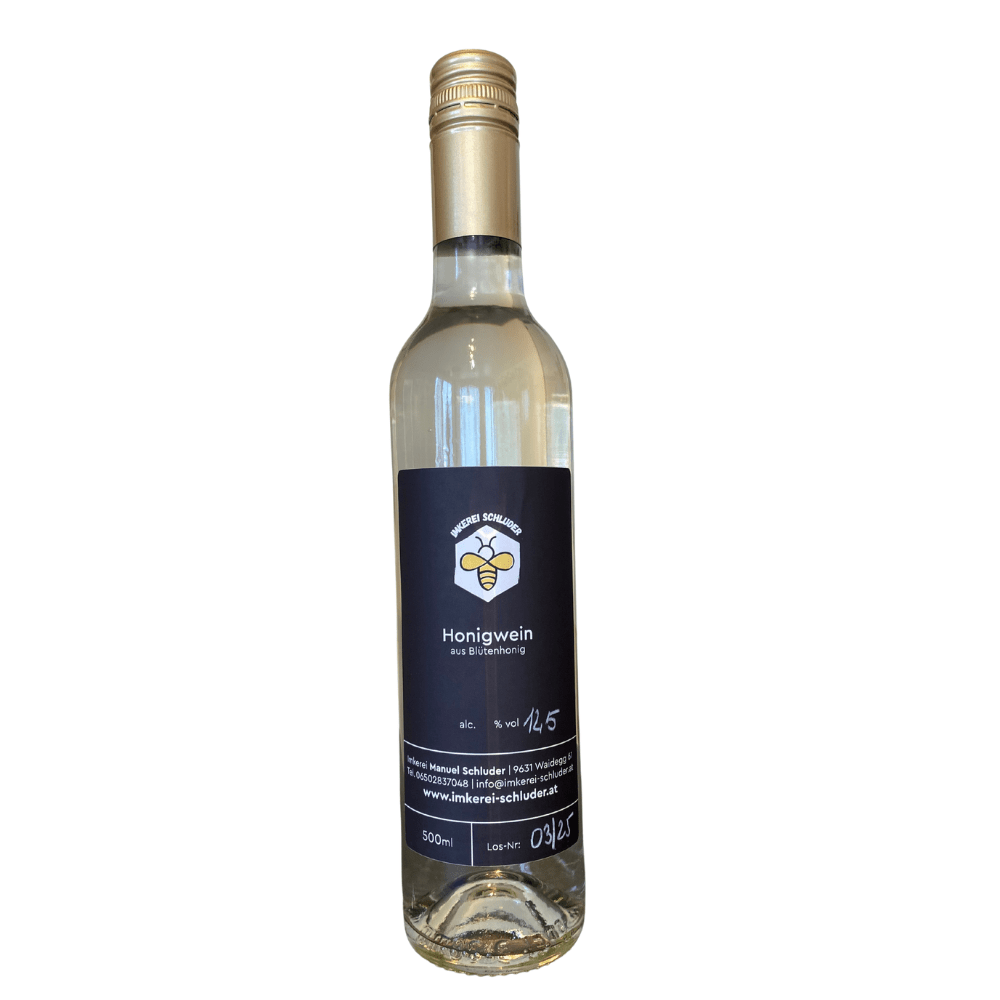 Honigwein Met – traditioneller Honigwein aus Blütenhonig (500 ml) - imkerei - schluder.at