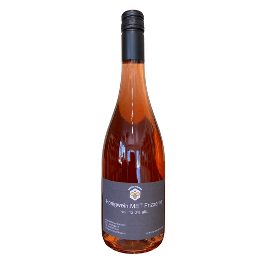 Honigwein Met Frizzante – prickelnde Honigspezialität aus Blütenhonig mit Himbeersaft (700 ml) - imkerei - schluder.at